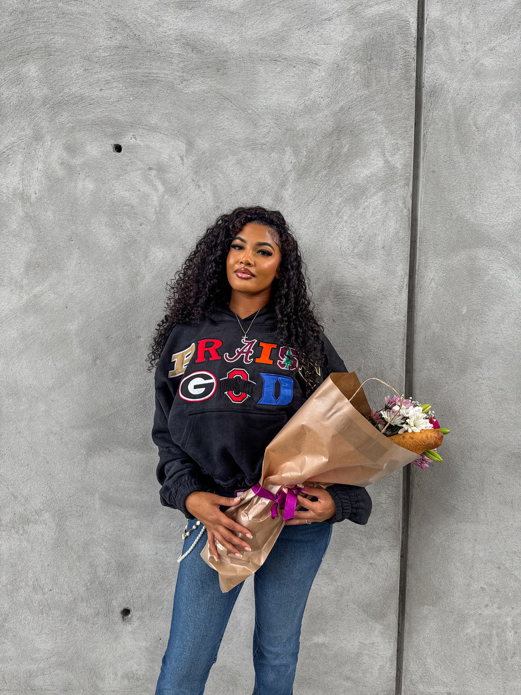Praise GOD College Hoodie - Black