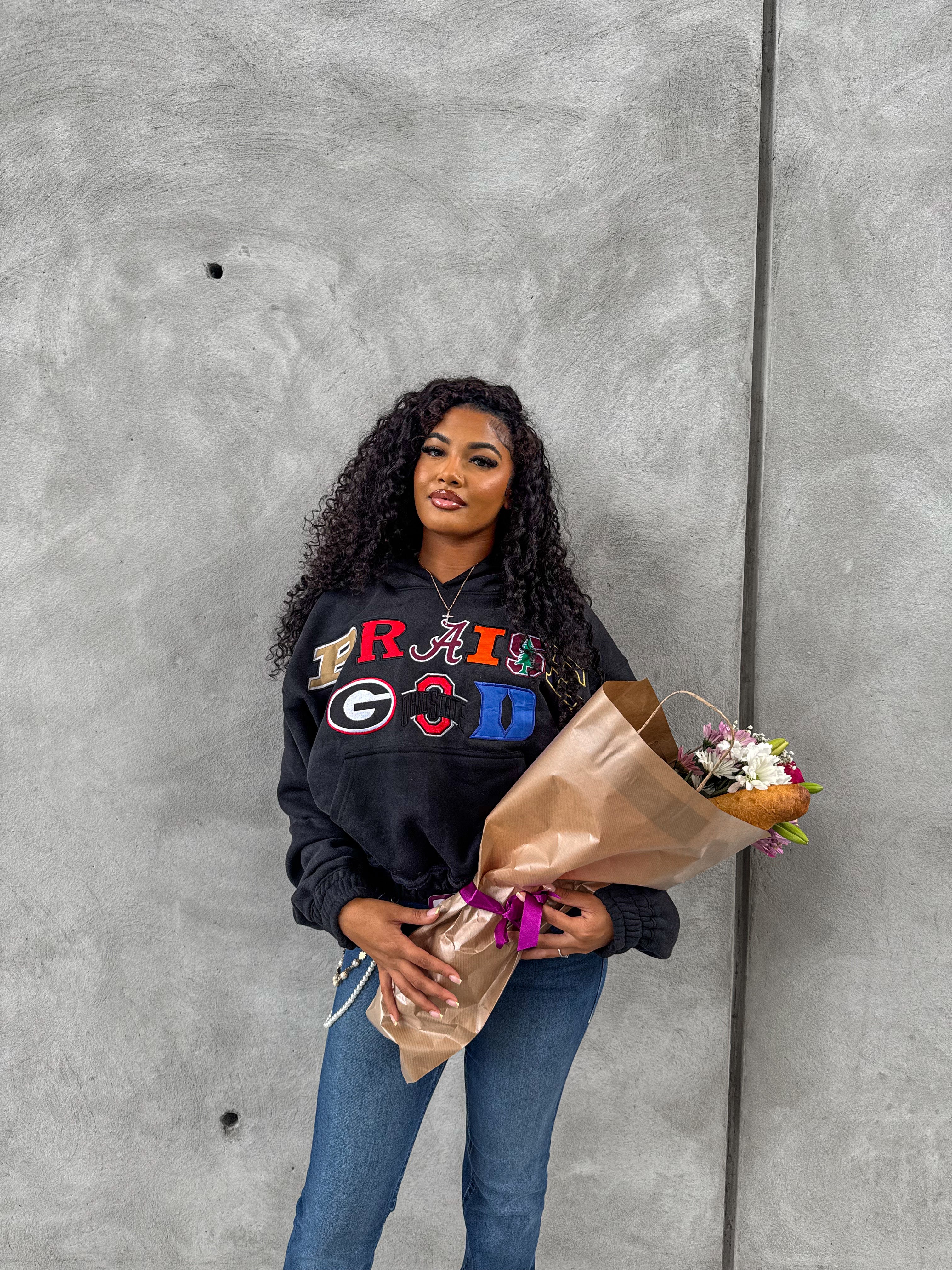 Praise GOD College Hoodie - Black