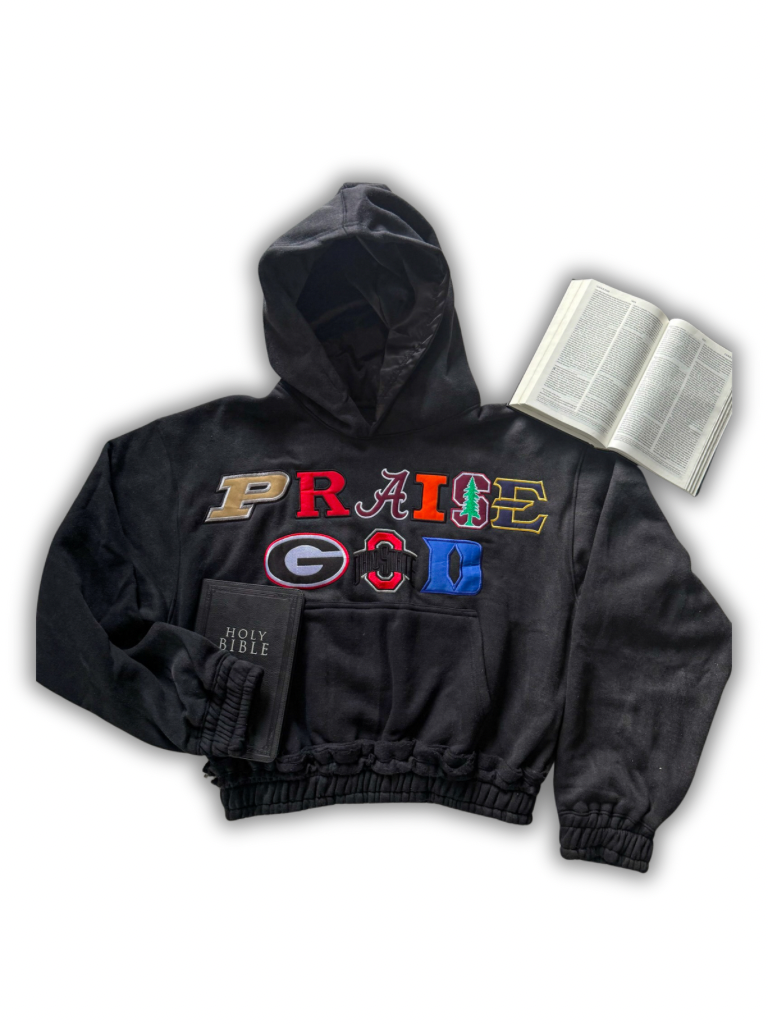 Praise GOD College Hoodie - Black
