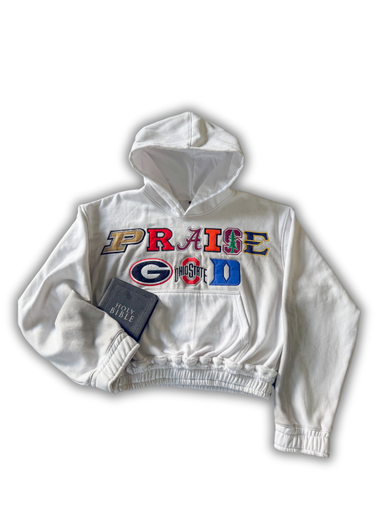 Praise GOD College Hoodie - White