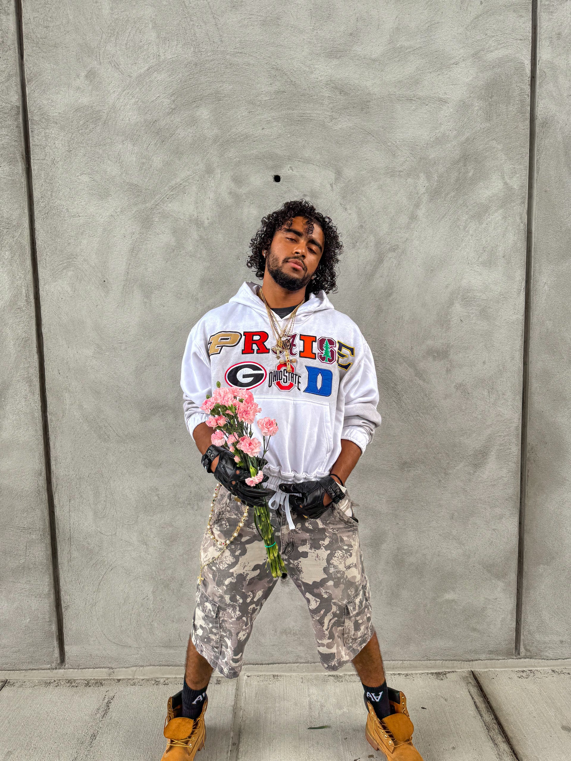 Praise GOD College Hoodie - White