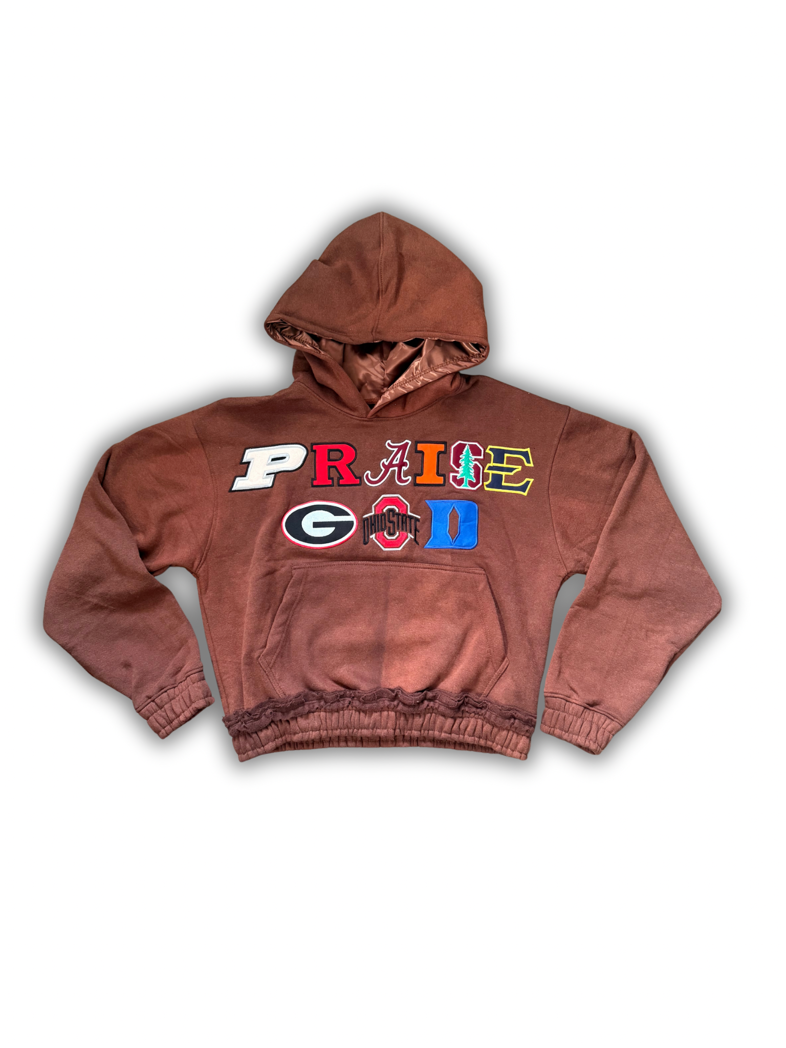 Praise GOD College Hoodie - Brown
